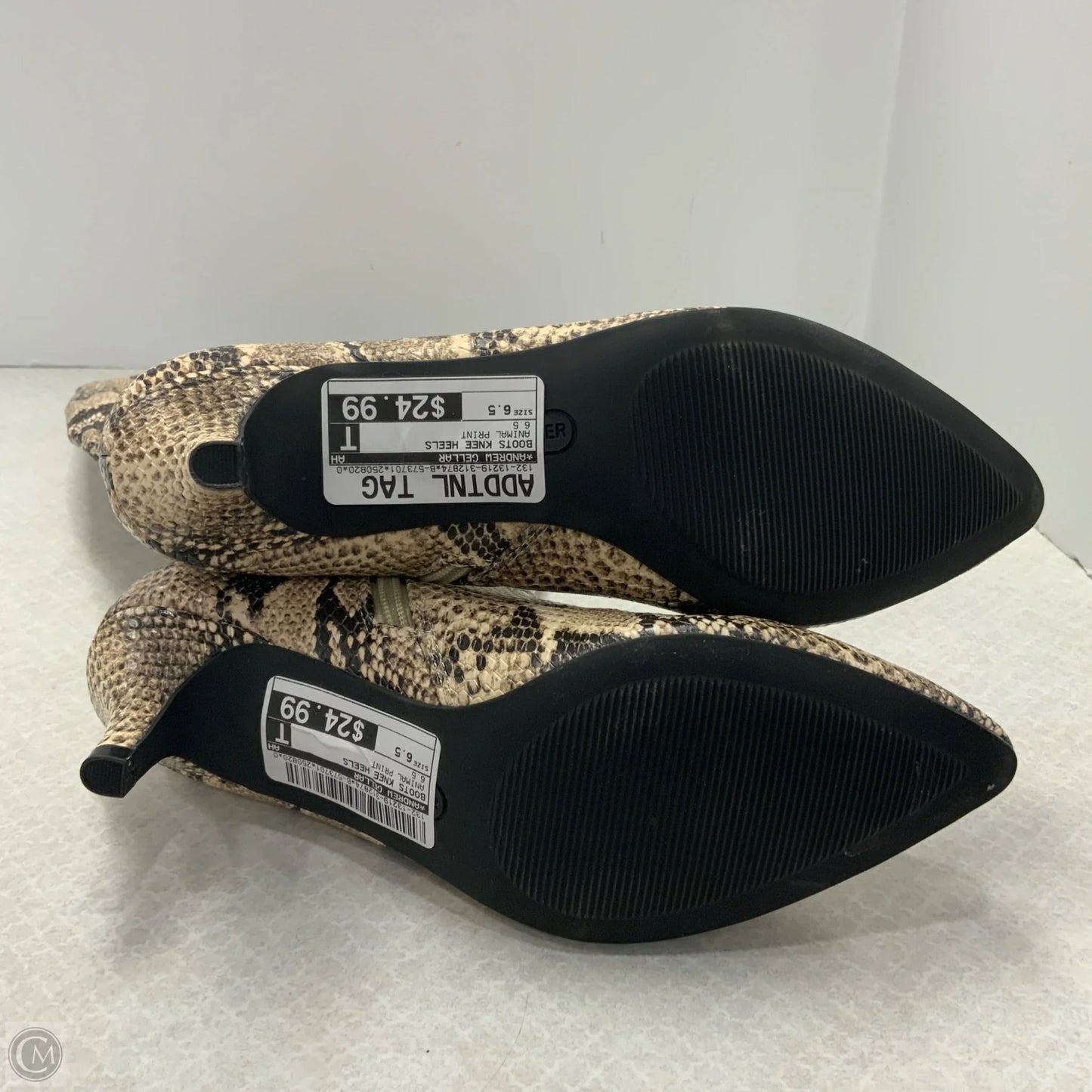 Boots Knee Heels By Andrew Gellar In Animal Print, Size: 6.5