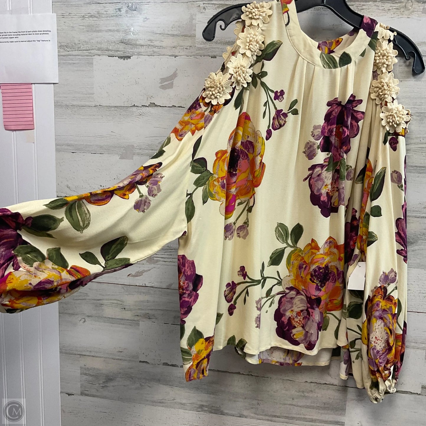 Blouse Long Sleeve By Oddi In Cream, Size: S