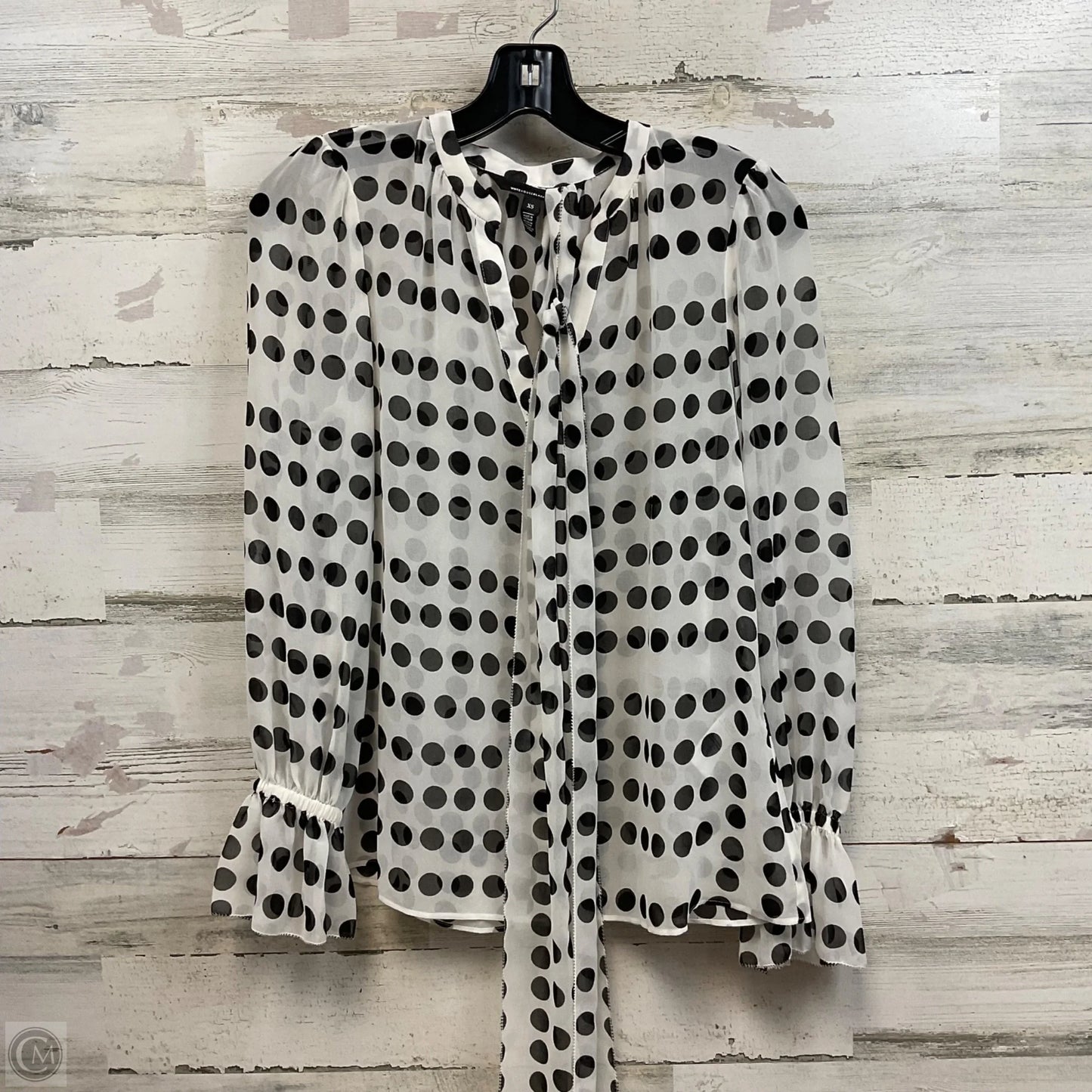 Blouse Long Sleeve By White House Black Market In Black & White, Size: Xs