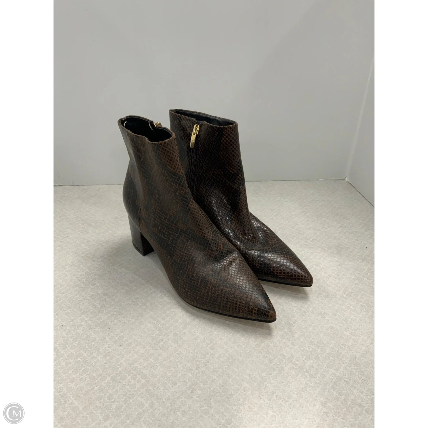 Boots Ankle Heels By Marc Fisher In Animal Print, Size: 8.5