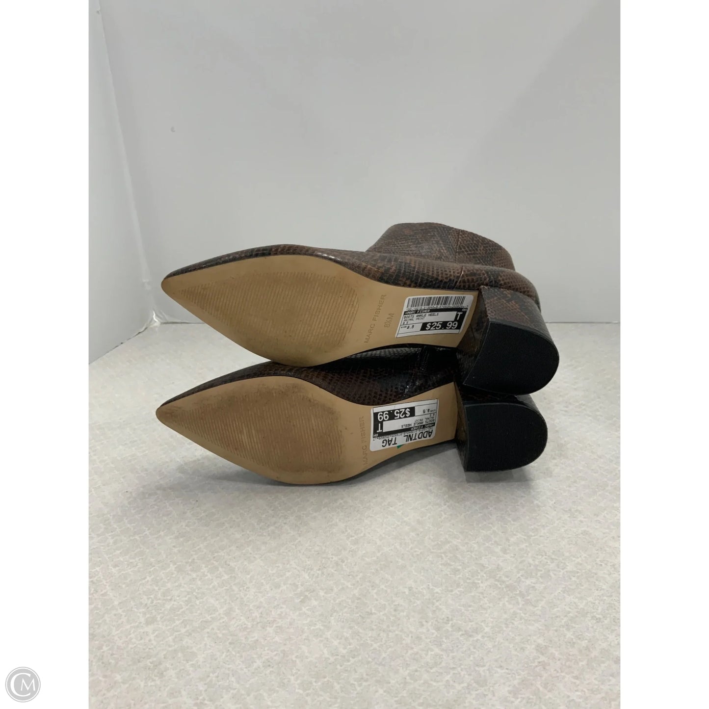 Boots Ankle Heels By Marc Fisher In Animal Print, Size: 8.5