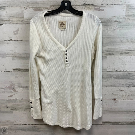 Top Long Sleeve By Chaser In Cream, Size: S