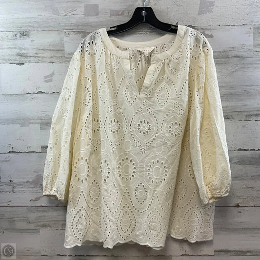 Top 3/4 Sleeve By Adiva In Cream, Size: 2x