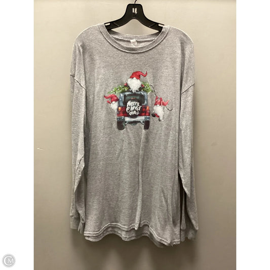 Top Long Sleeve Basic By Jerzees In Grey, Size: Xl