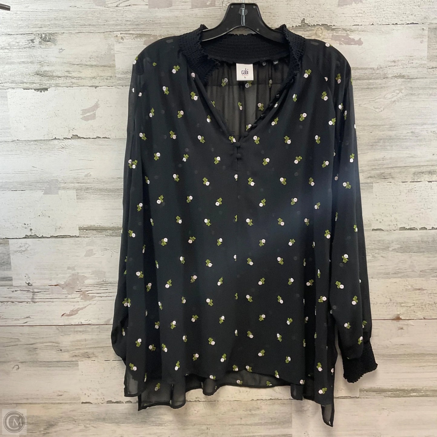 Blouse Long Sleeve By Cabi In Black, Size: L