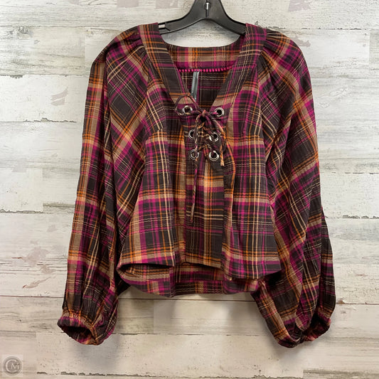 Top Long Sleeve By Anthropologie In Brown, Size: M