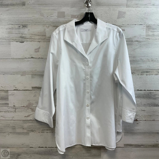 Blouse Long Sleeve By Foxcroft In White, Size: 1x