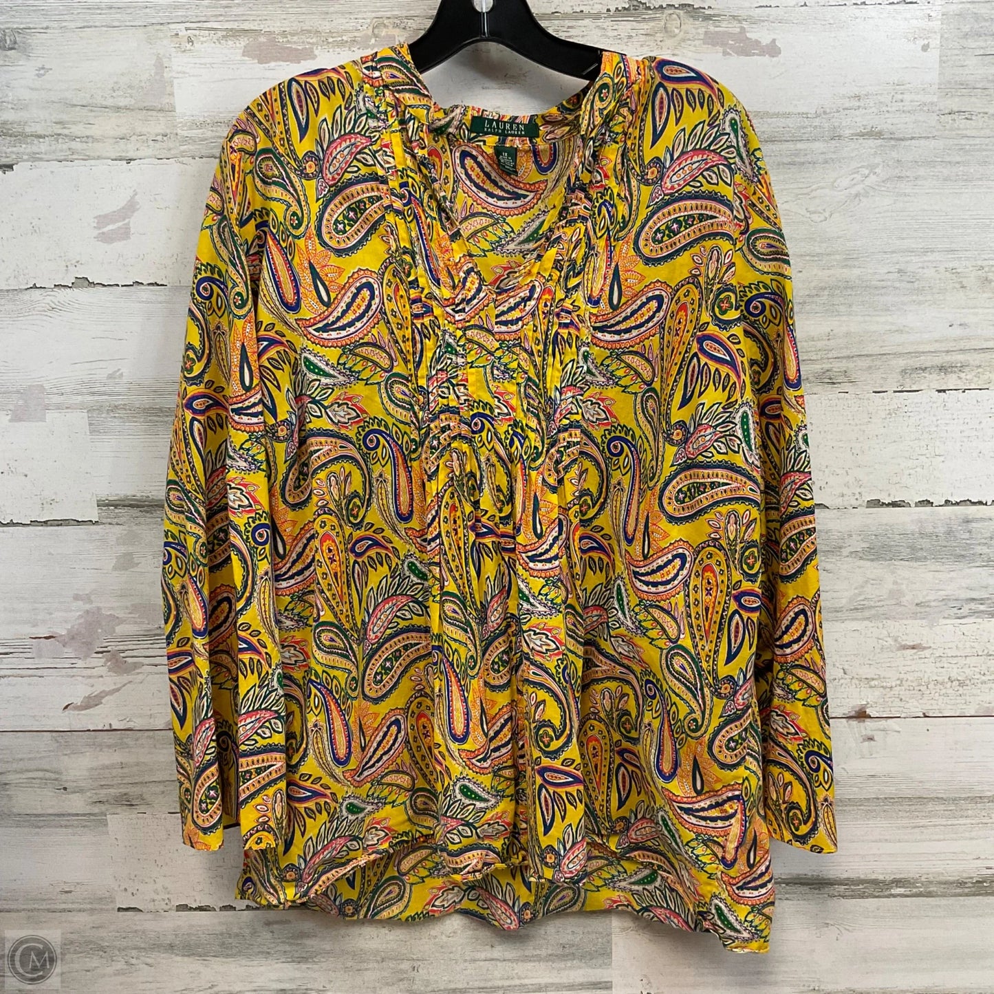 Blouse Long Sleeve By Lauren By Ralph Lauren In Yellow, Size: 1x