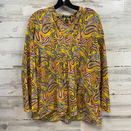 Blouse Long Sleeve By Lauren By Ralph Lauren In Yellow, Size: 1x