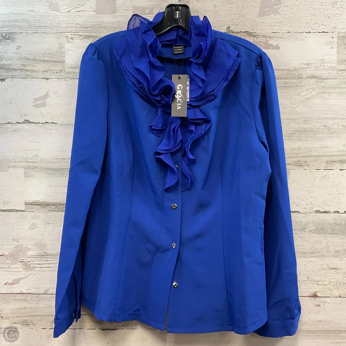Top Long Sleeve By Gracia In Blue, Size: Xl
