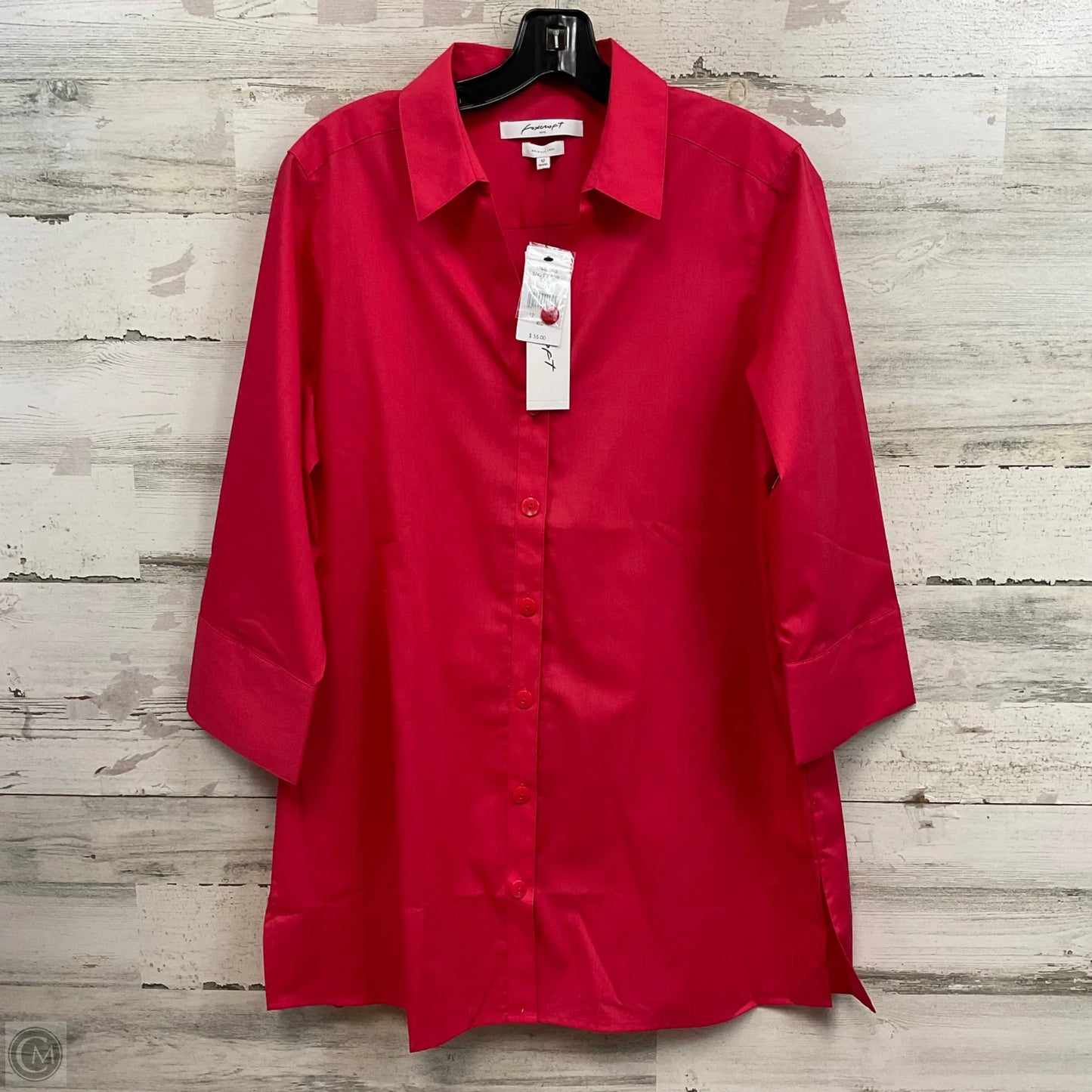 Tunic 3/4 Sleeve By Foxcroft In Pink, Size: L