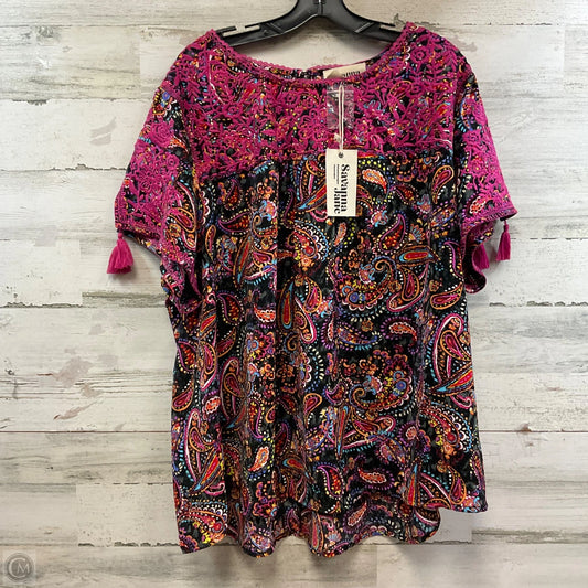 Top Short Sleeve By Savanna Jane In Black, Size: 3x