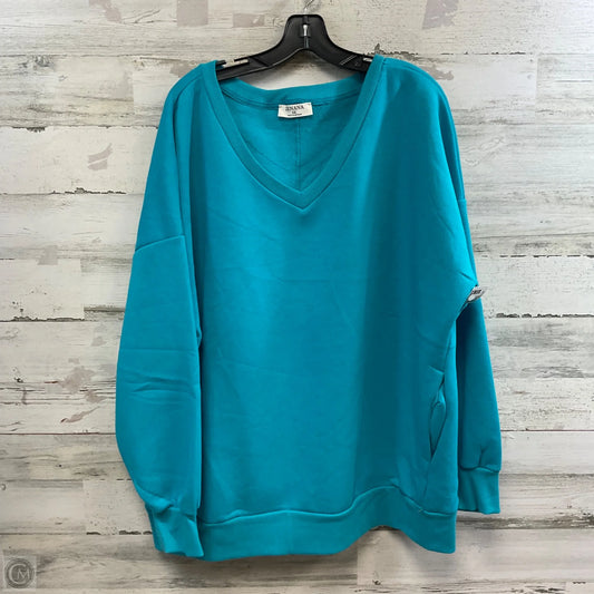 Sweatshirt Crewneck By Zenana In Blue, Size: 3x