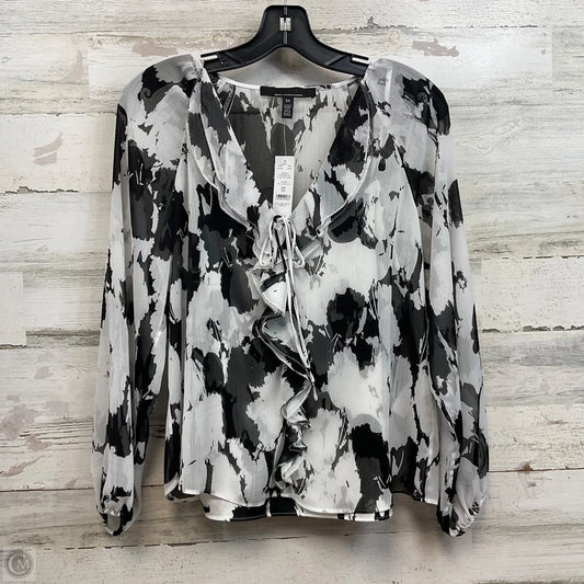 Blouse Long Sleeve By White House Black Market In Black & White, Size: Xs
