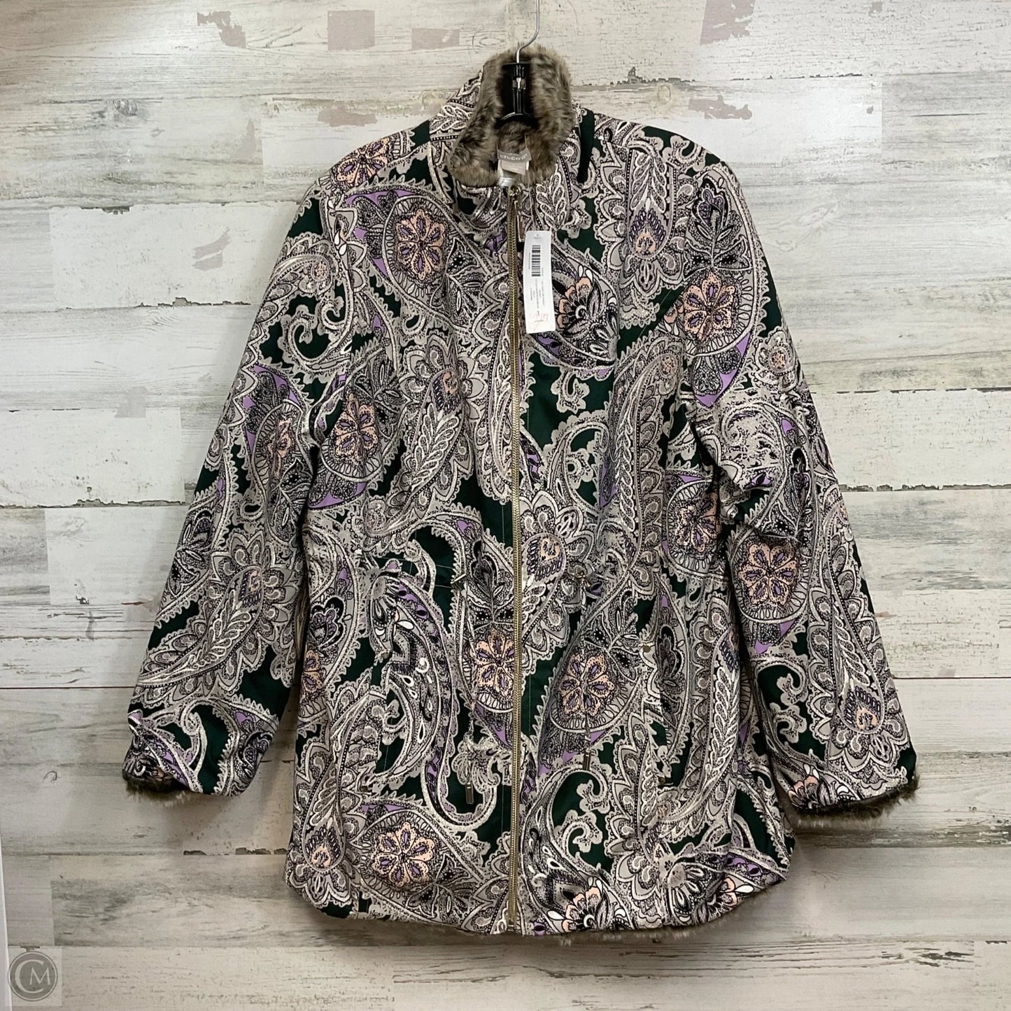 Coat Faux Fur & Sherpa By Chicos In Animal Print, Size: M