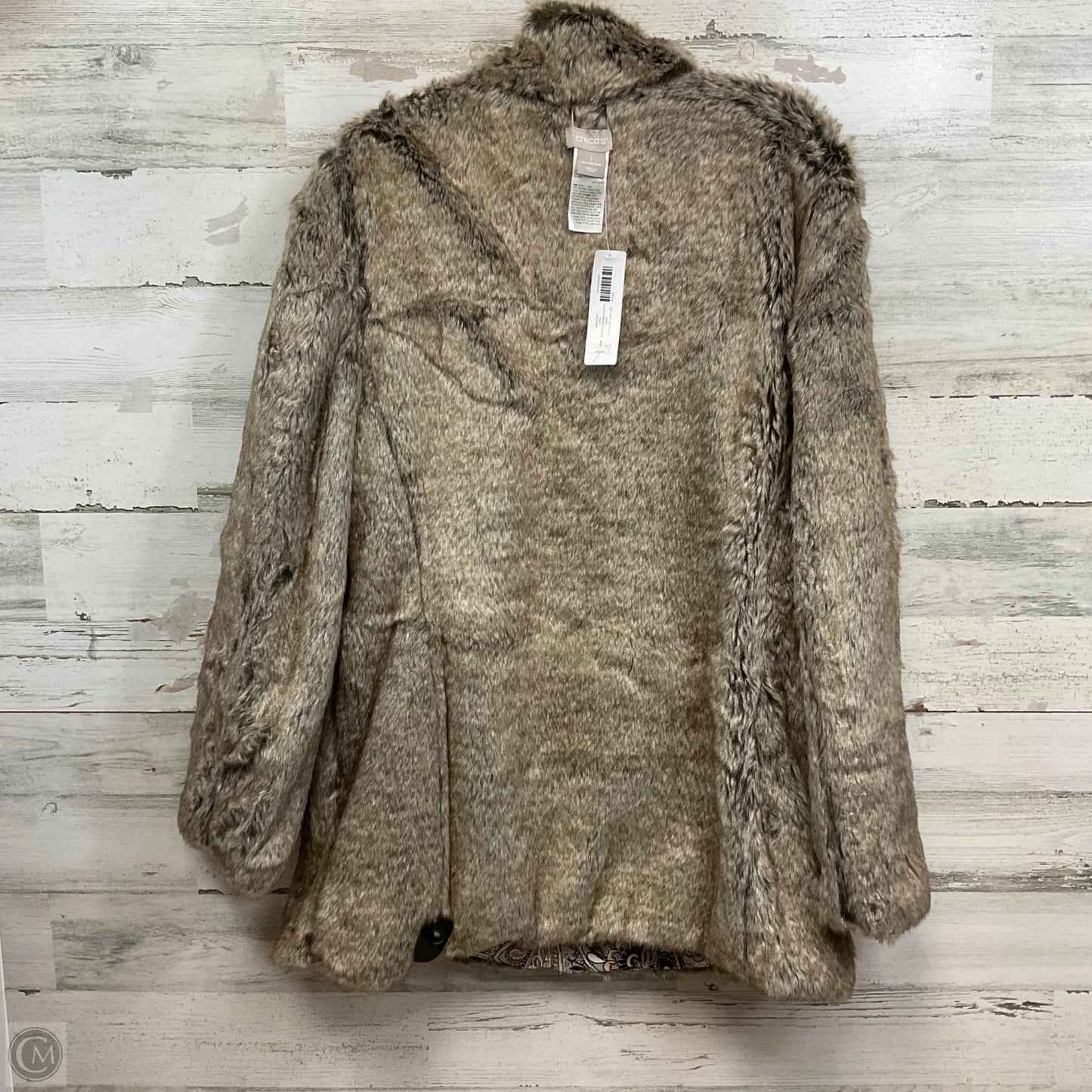 Coat Faux Fur & Sherpa By Chicos In Animal Print, Size: M