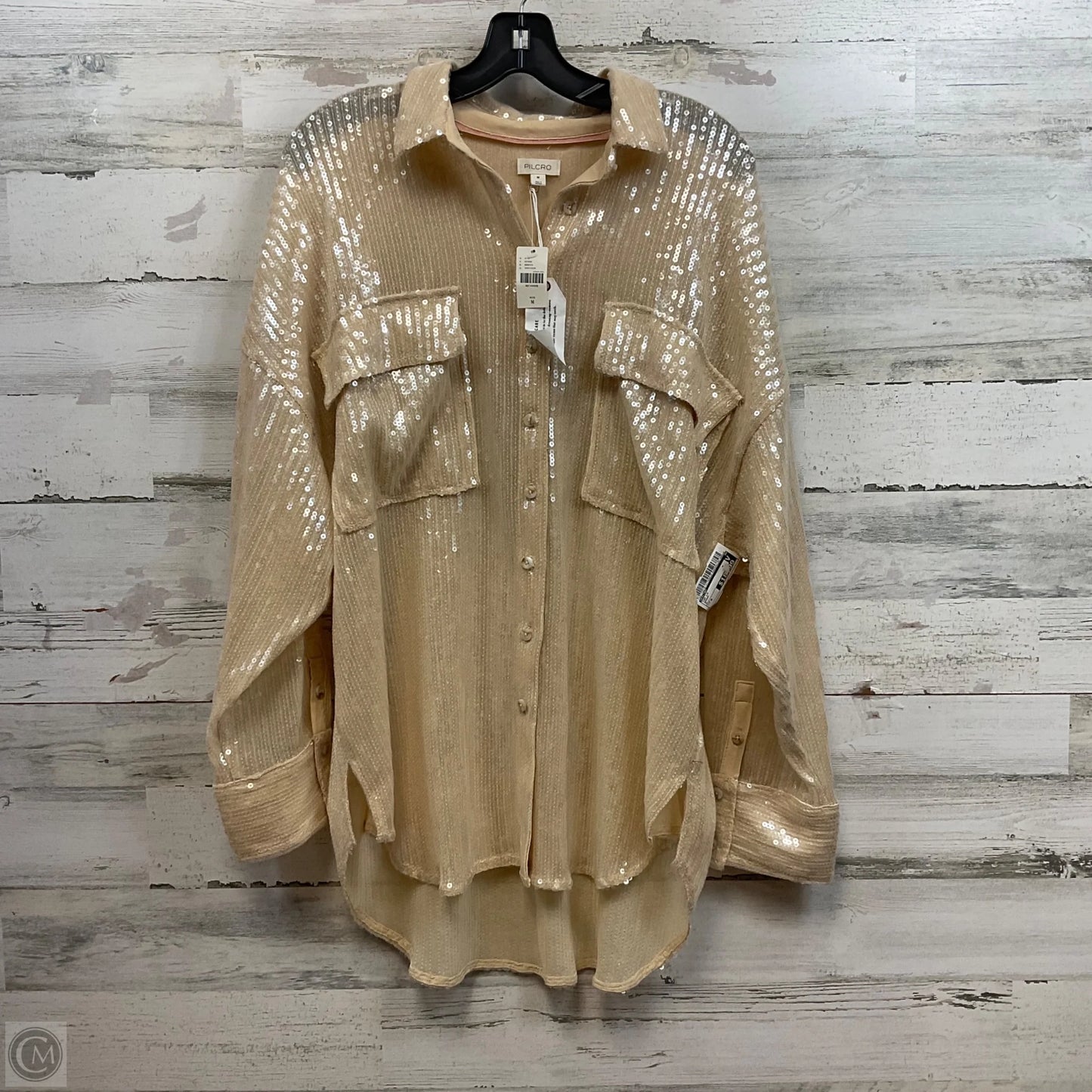 Top Long Sleeve By Pilcro In Brown, Size: M