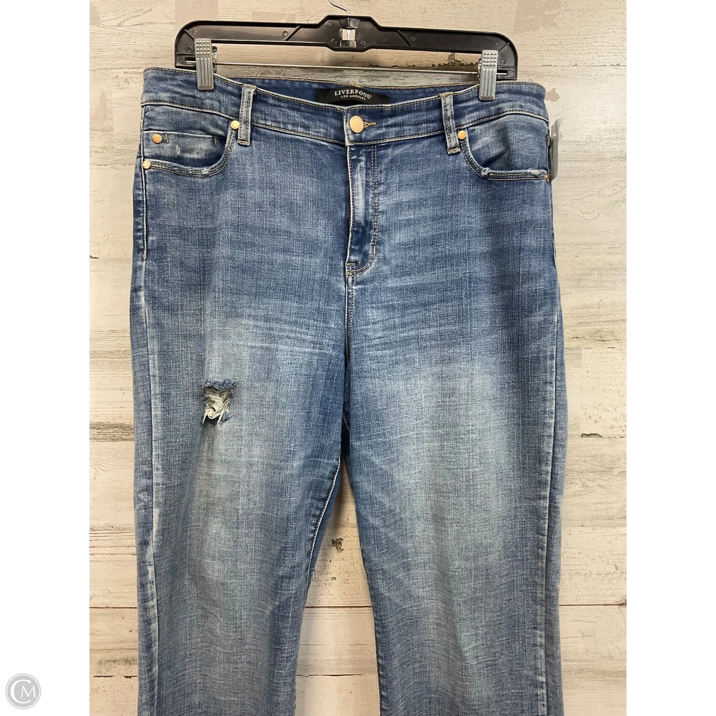 Jeans Flared By Liverpool In Blue Denim, Size: 12