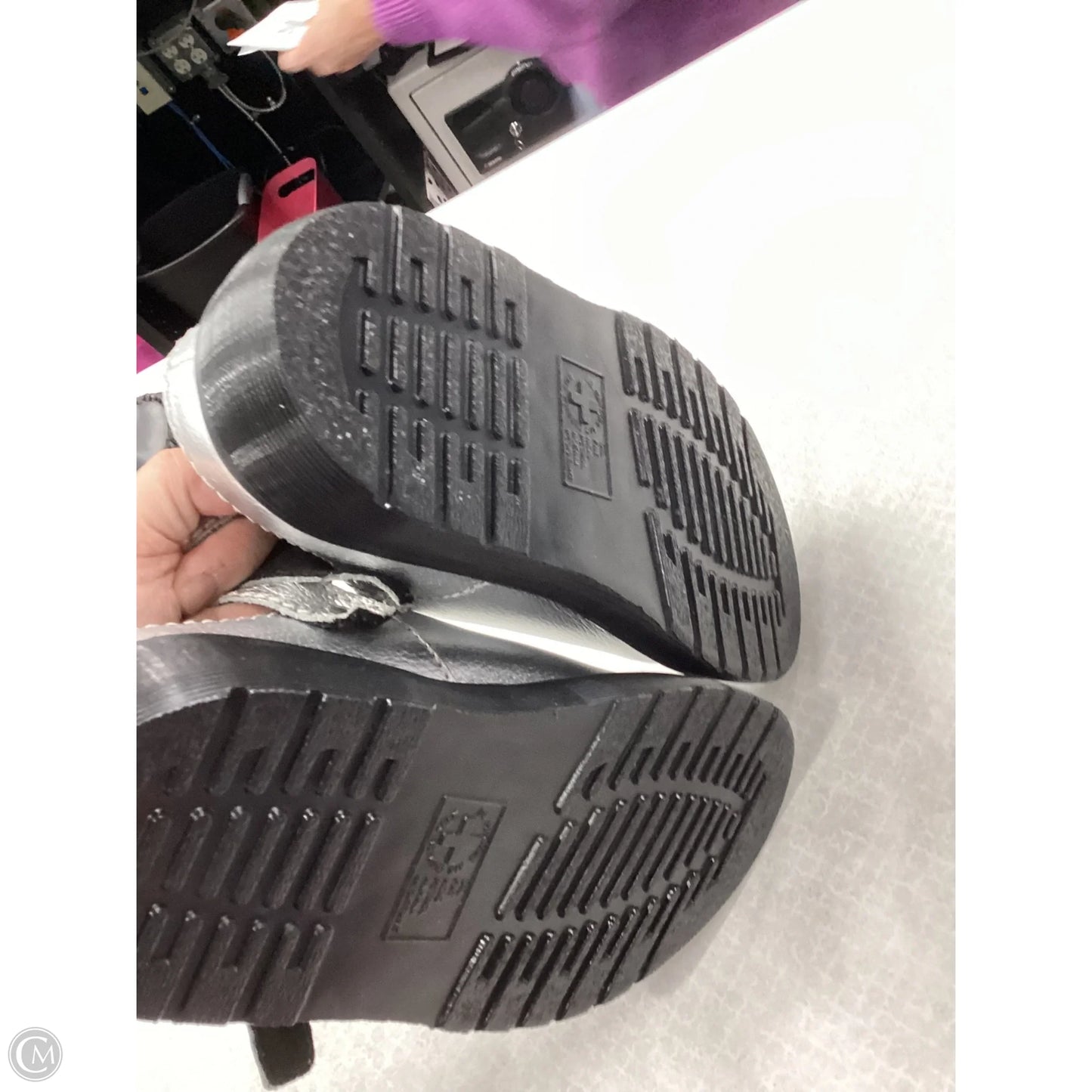 Shoes Flats By Dr Martens In Silver, Size: 7