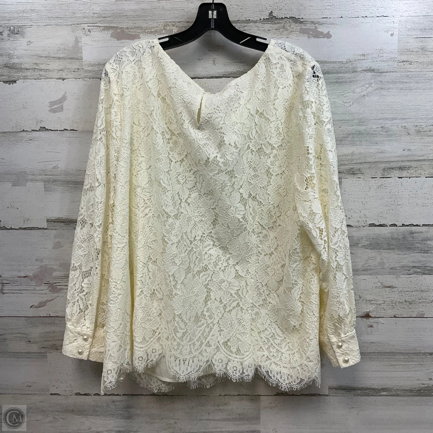 Top Long Sleeve By Talbots In Cream, Size: 3x Petite