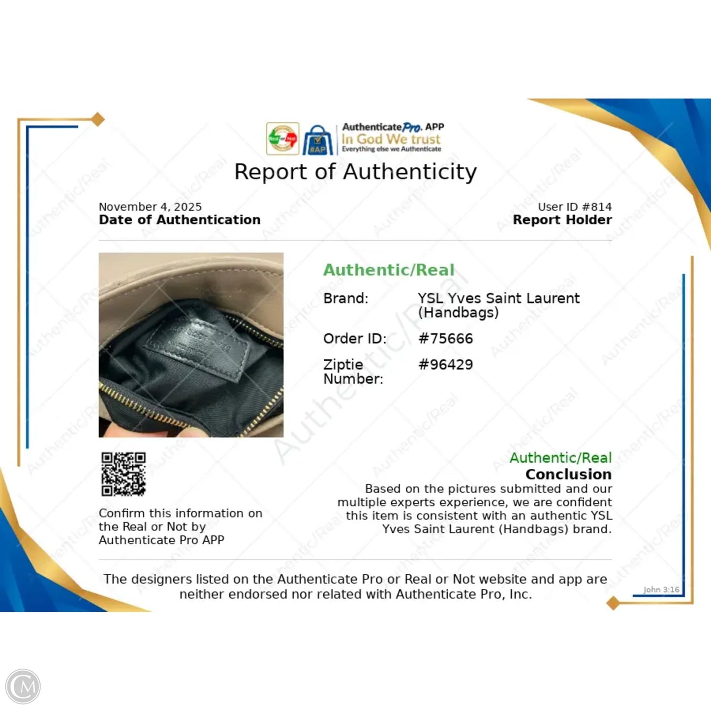 Handbag Luxury Designer By Yves Saint Laurent, Size: Medium