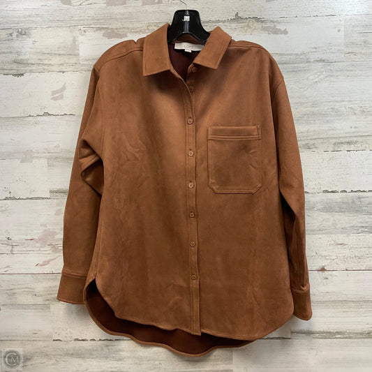 Blouse Long Sleeve By Loft In Brown, Size: S