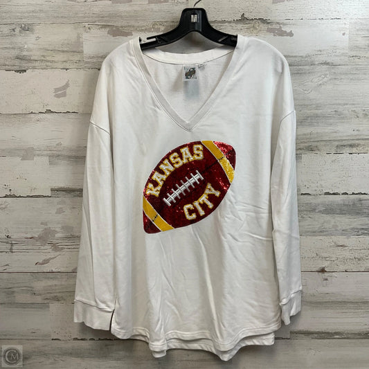 Top Long Sleeve By Queen of Sparkles In White, Size: Xl