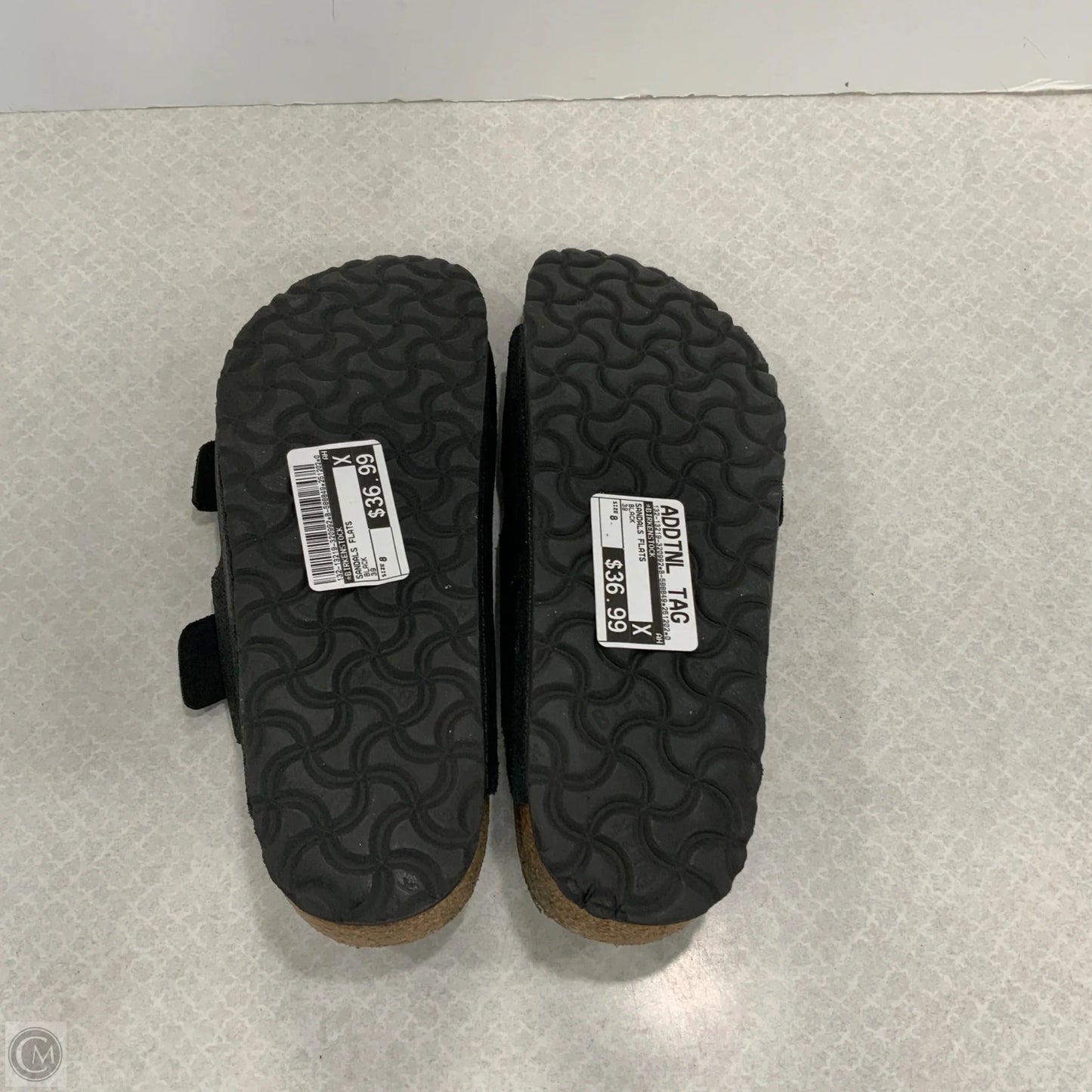 Sandals Flats By Birkenstock In Black, Size: 8