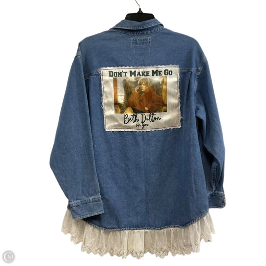 Top Long Sleeve By VINTAGE BOHO In Blue Denim, Size: L