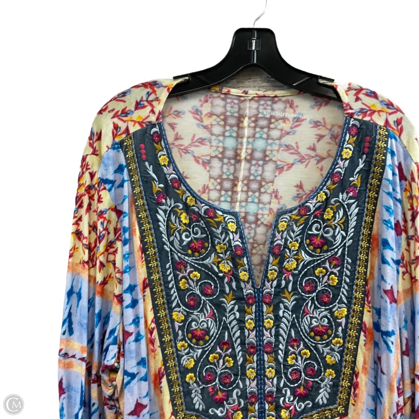 Top 3/4 Sleeve By Soft Surroundings In Yellow, Size: 1x