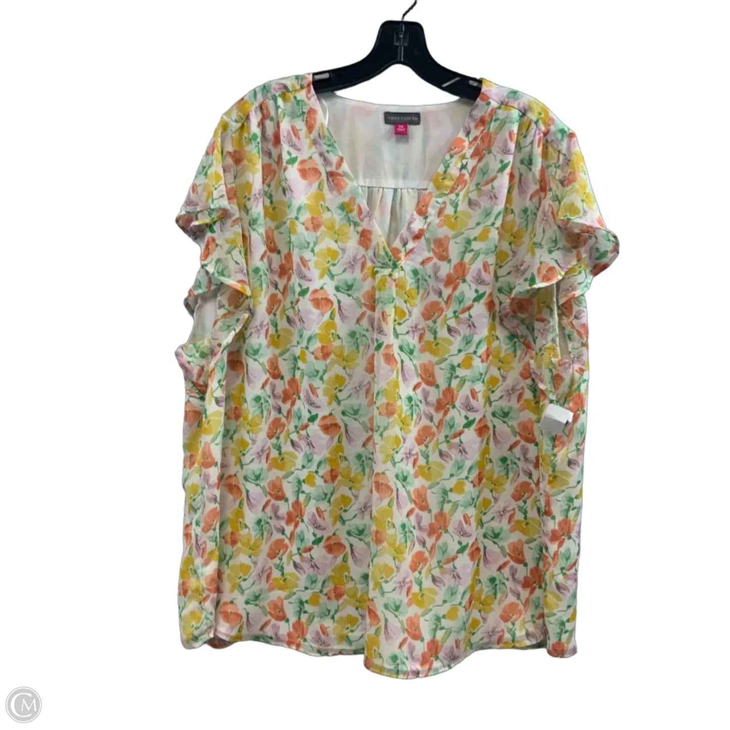 Top Short Sleeve By Vince Camuto In Orange, Size: Xxl