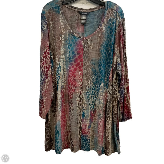 Top Long Sleeve By Ali Miles In Brown, Size: 1x