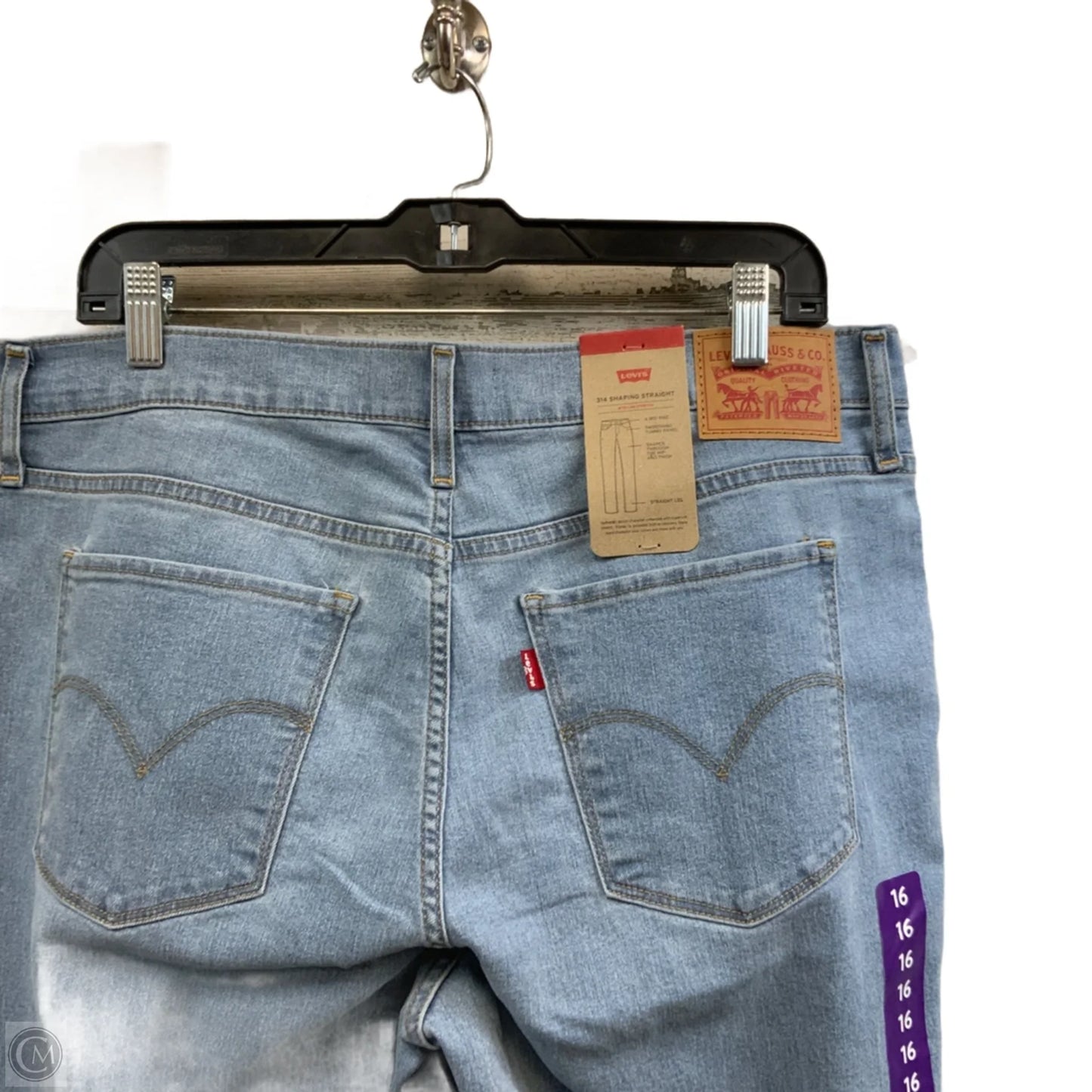 Jeans Straight By Levis In Blue Denim, Size: 16