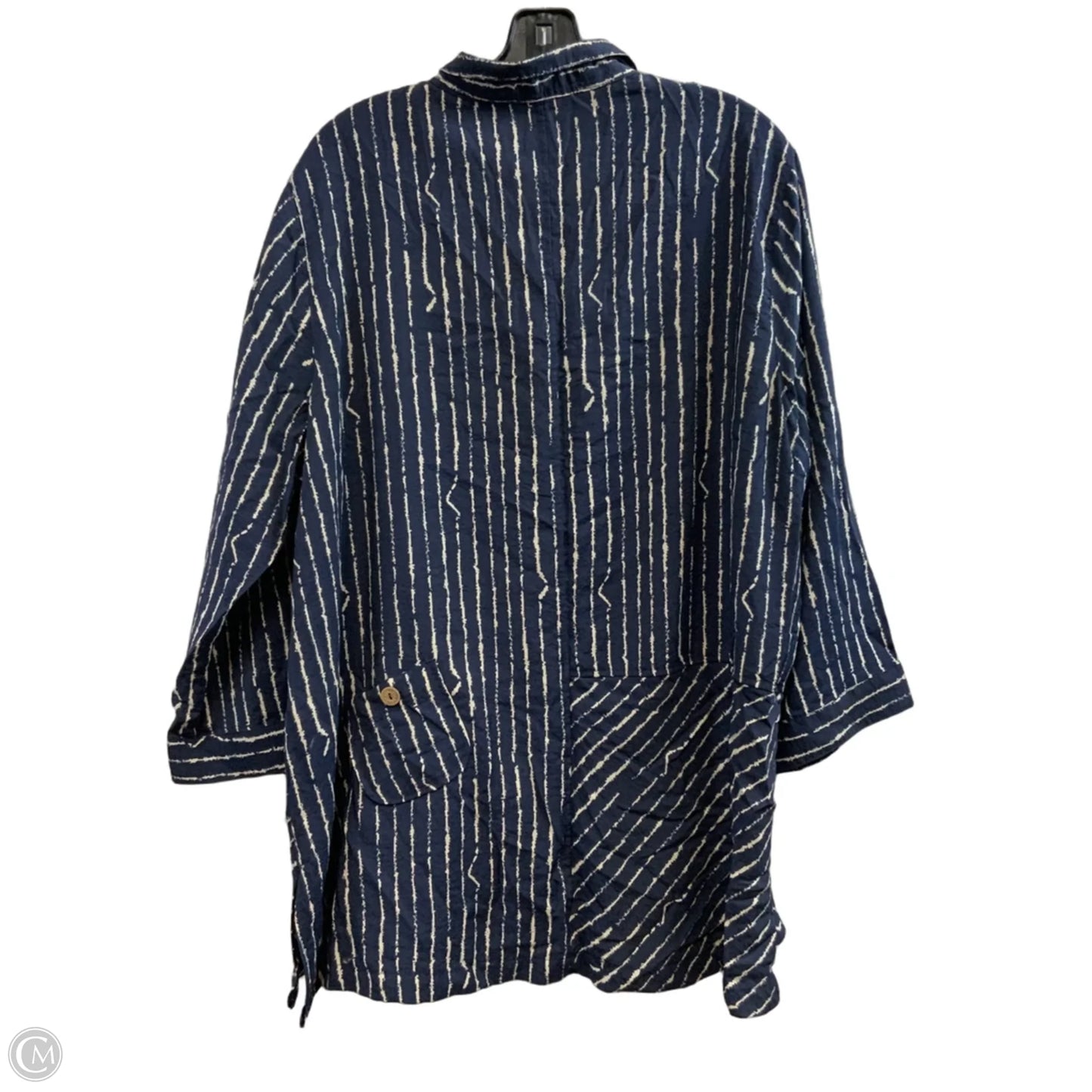 Blouse Long Sleeve By John Mark In Blue, Size: 1x