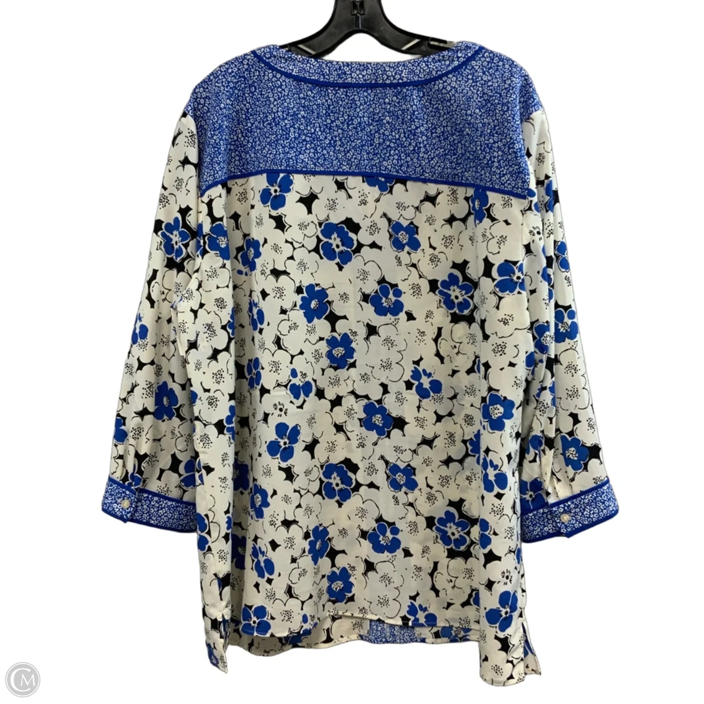 Top 3/4 Sleeve By Talbots In Blue & White, Size: 2x