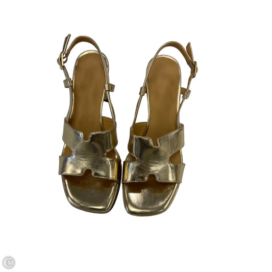 Sandals Heels Wedge By Clothes Mentor In Gold, Size: 7
