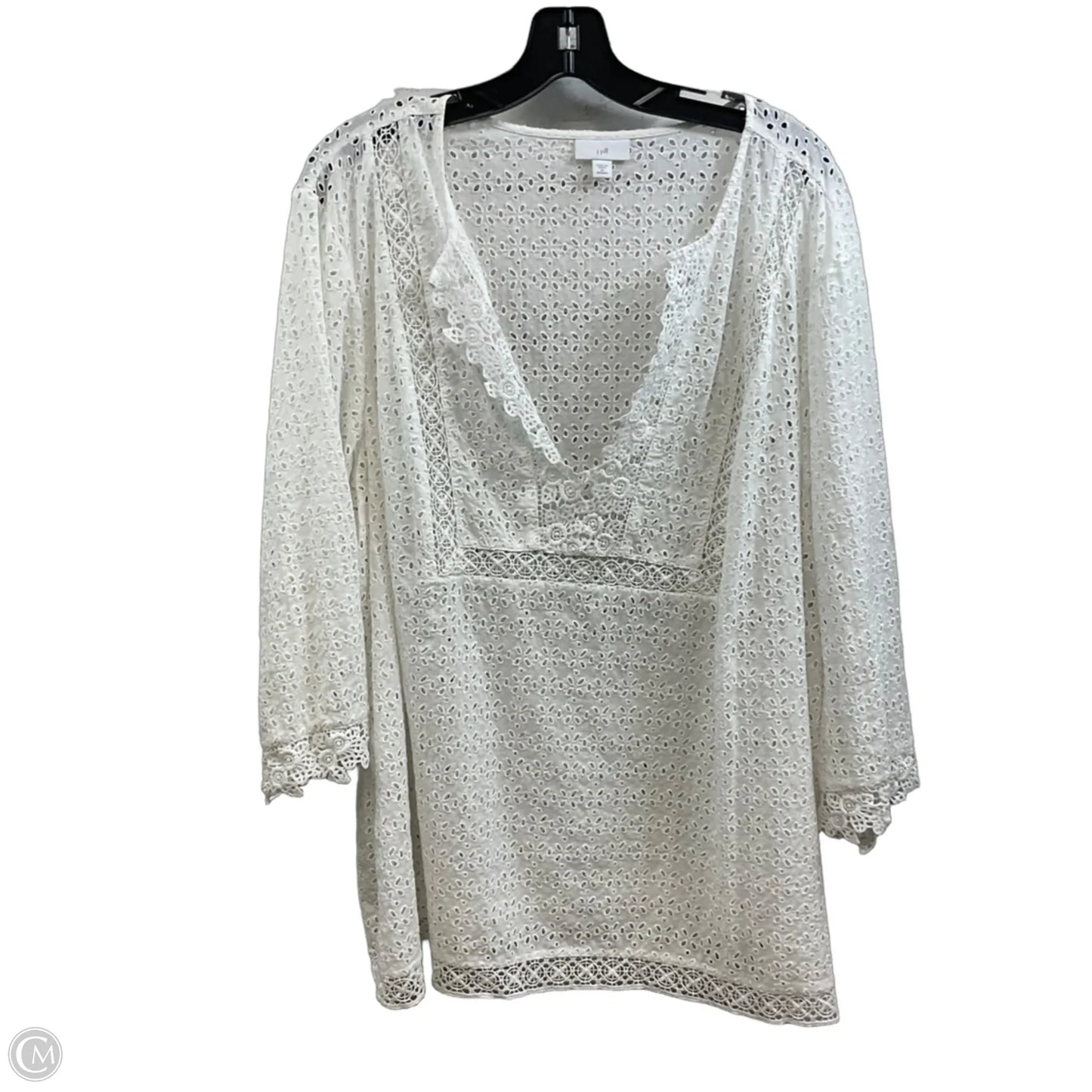 Top Long Sleeve By J. Jill In White, Size: 2x