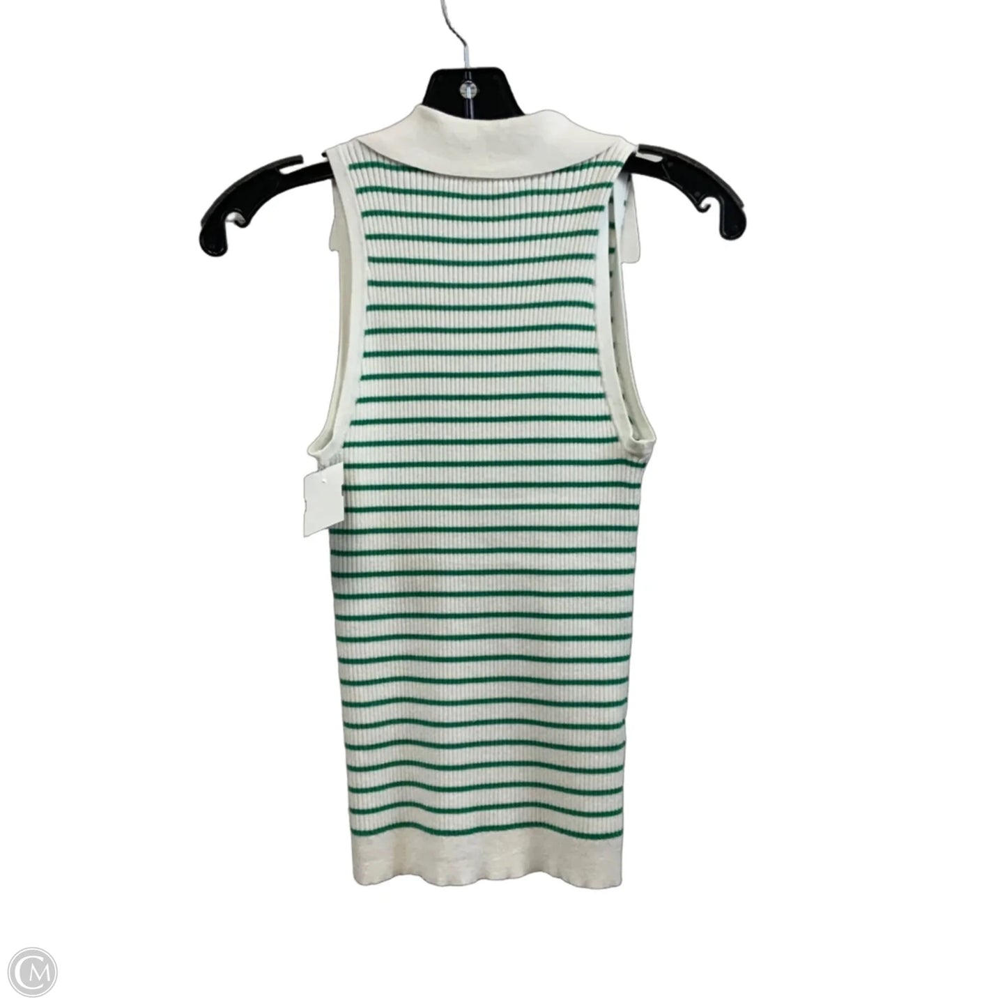 Top Sleeveless By Loft In Green & White, Size: S
