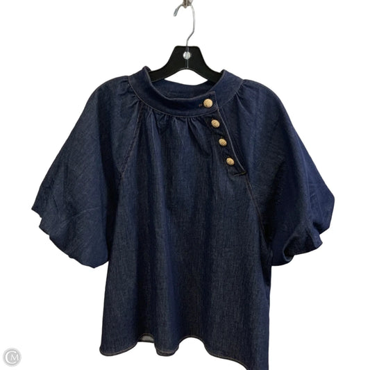 Top Short Sleeve By Thml In Blue Denim, Size: L