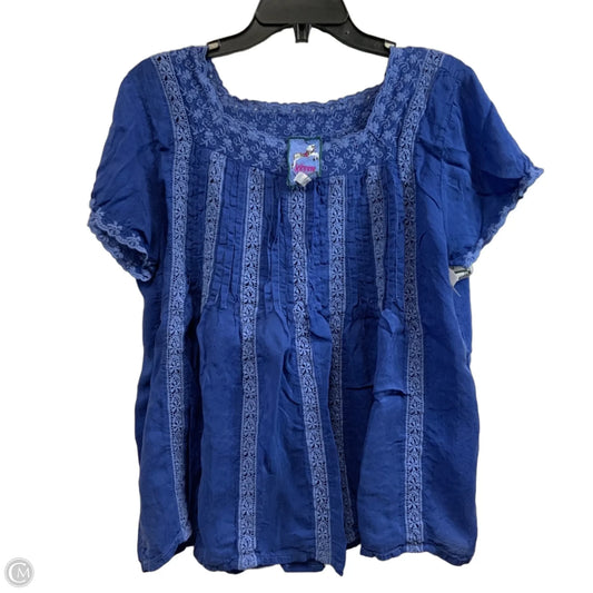 Top Short Sleeve By Johnny Was In Blue, Size: L