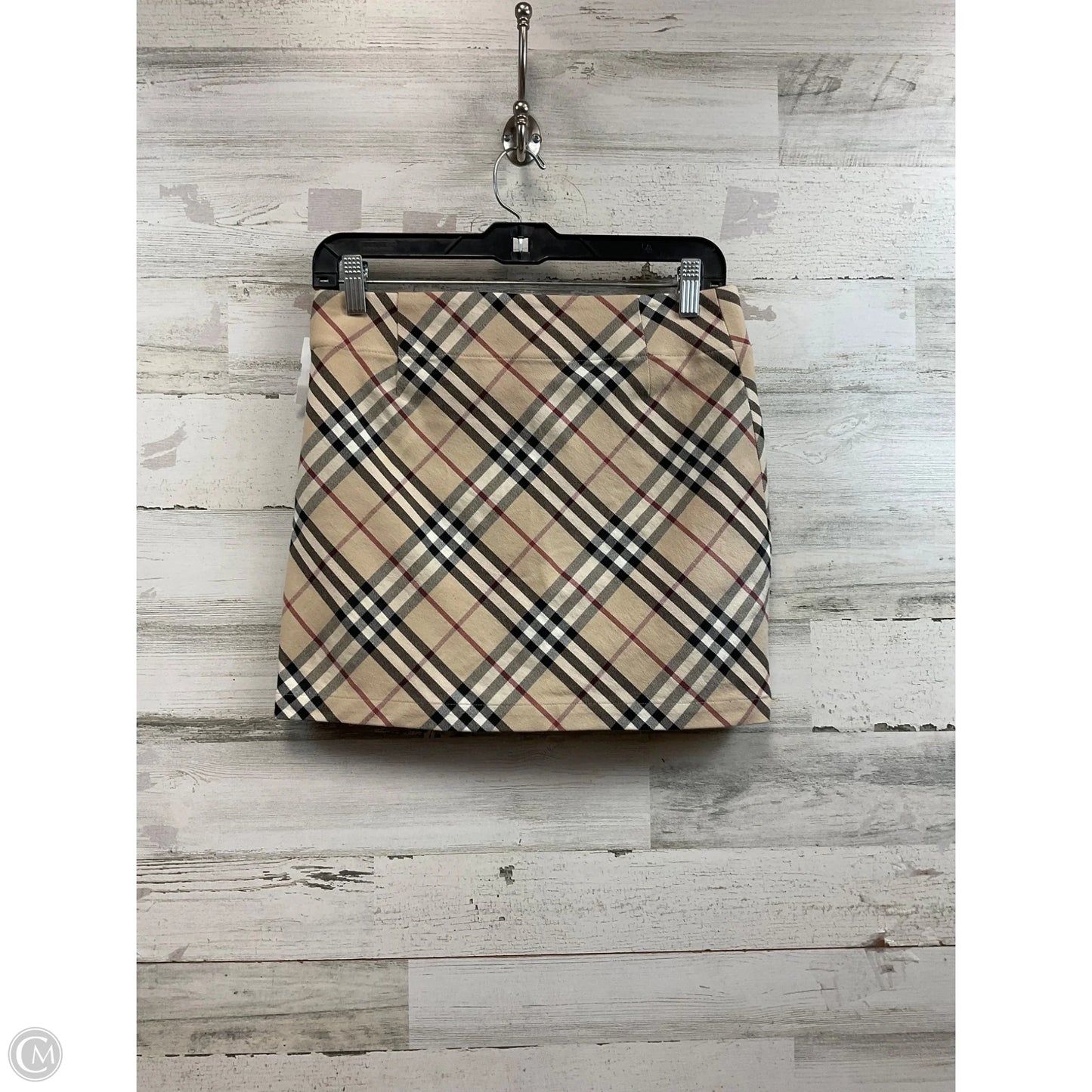 Skirt Luxury Designer By Burberry In Plaid Pattern, Size: 6
