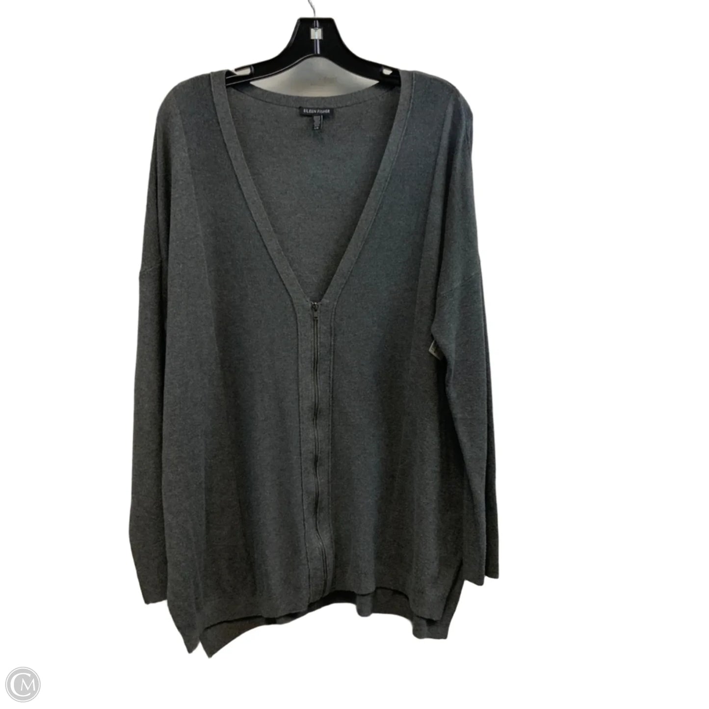 Sweater Cardigan By Eileen Fisher In Grey, Size: L