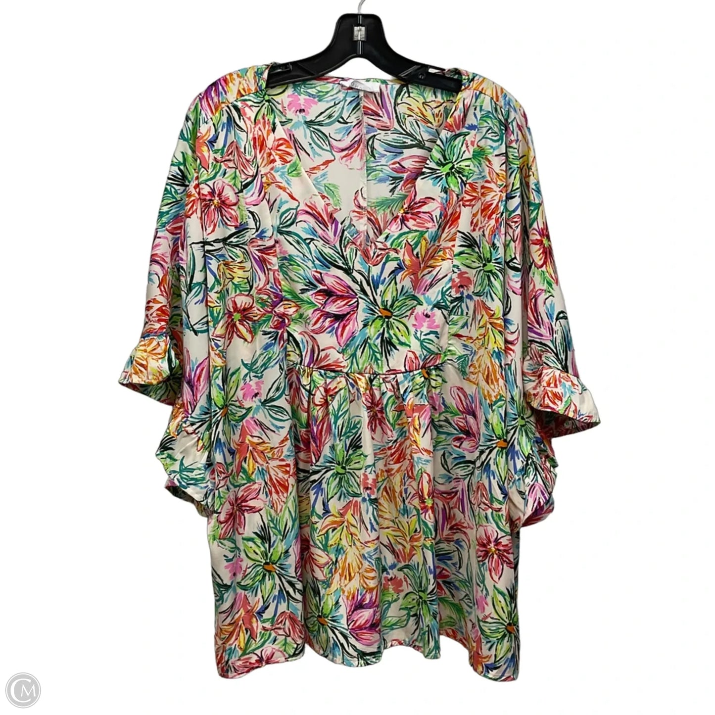 Top Short Sleeve By Emily Wonder In Pink, Size: 1x