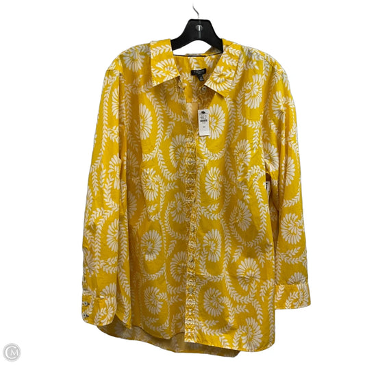 Blouse Long Sleeve By Talbots In Yellow, Size: 2x