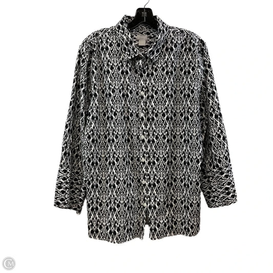 Blouse Long Sleeve By Chicos In Black & White, Size: Xl