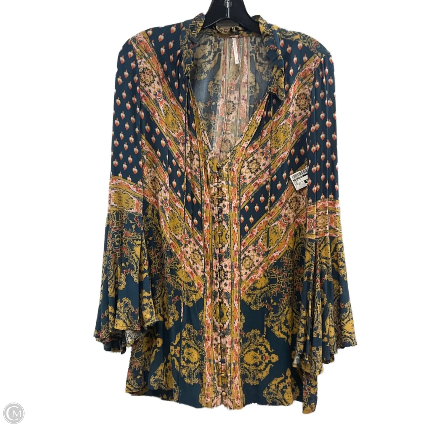 Tunic Long Sleeve By Free People In Teal, Size: Xs