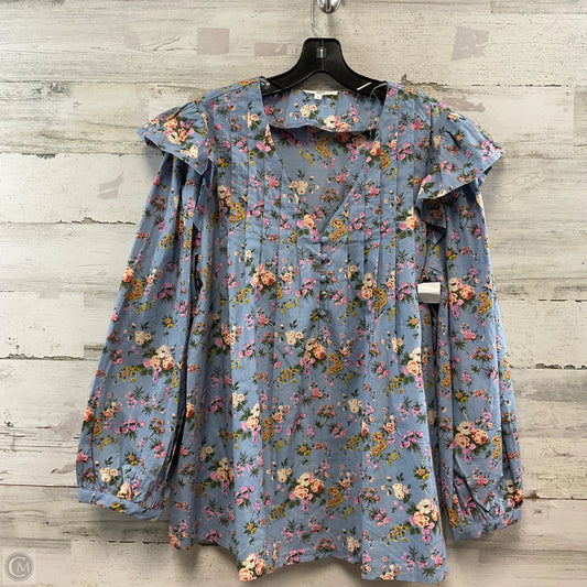 Blouse Long Sleeve By Entro In Blue, Size: L