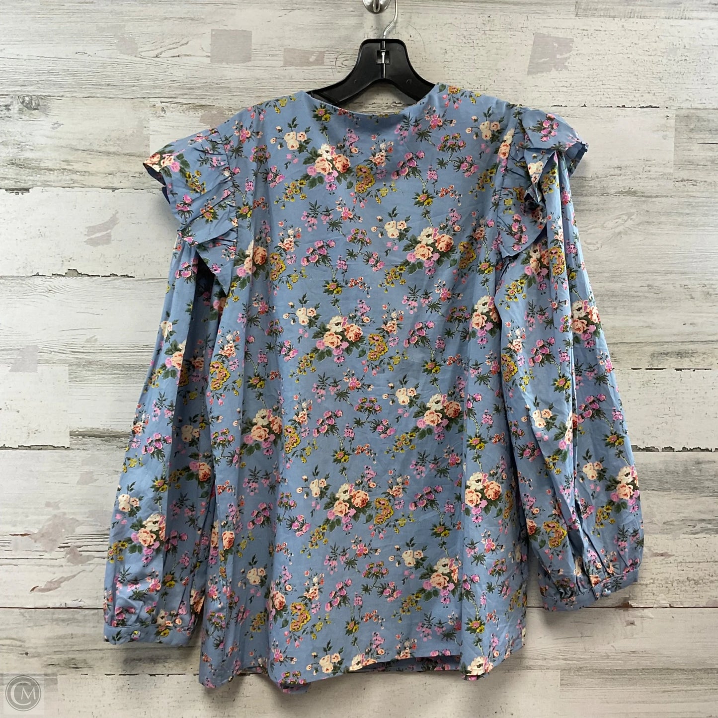 Blouse Long Sleeve By Entro In Blue, Size: L