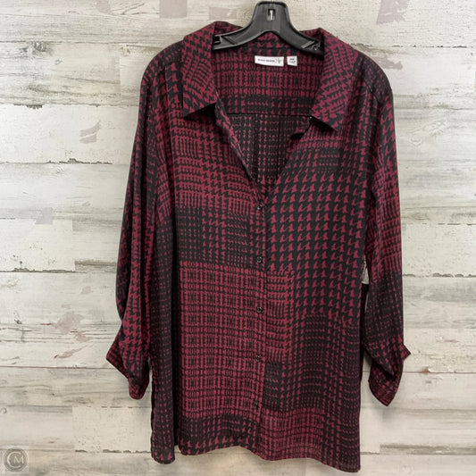 Blouse Long Sleeve By Susan Graver In Black & Red, Size: 2x