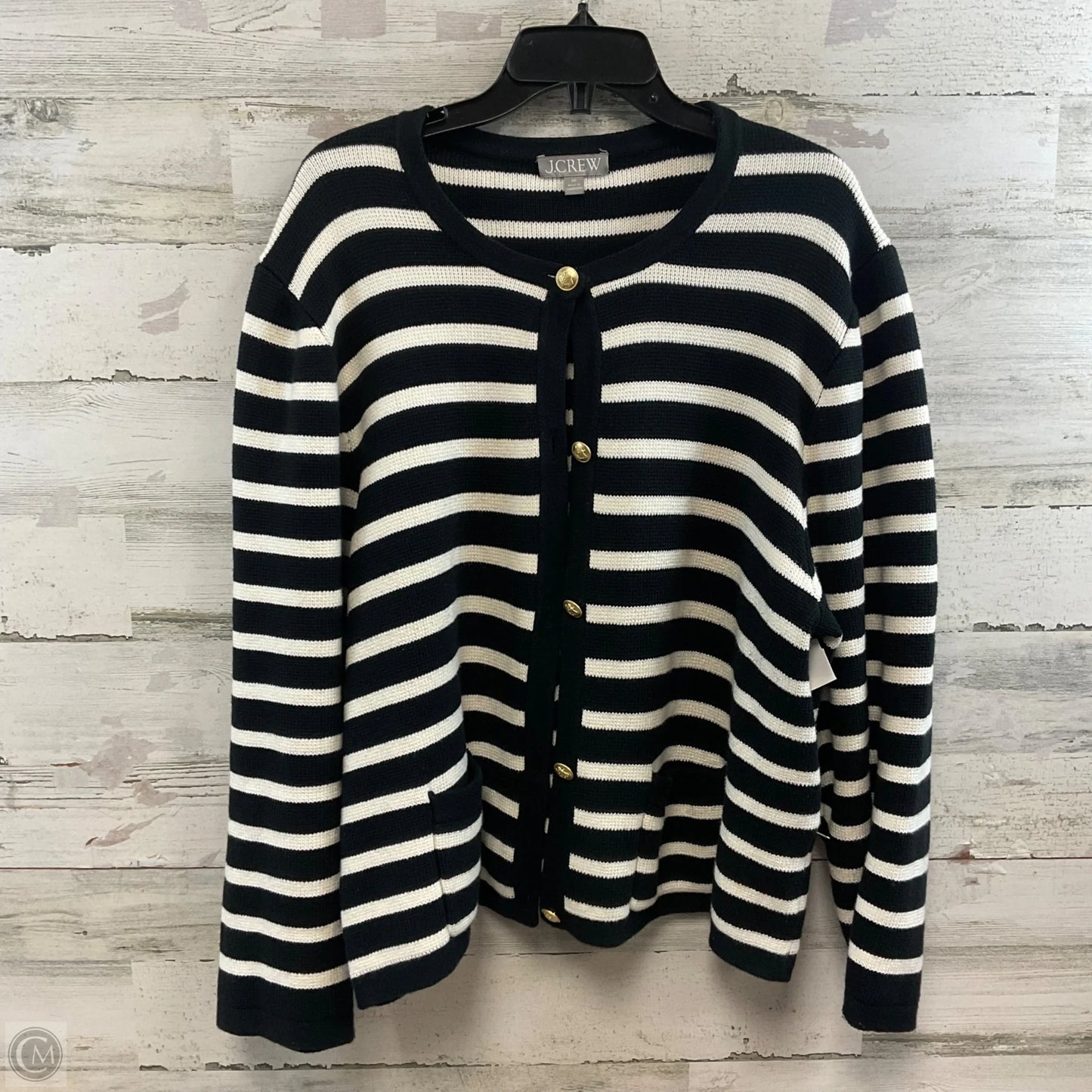 Sweater Cardigan By J. Crew In Black & White, Size: 3x